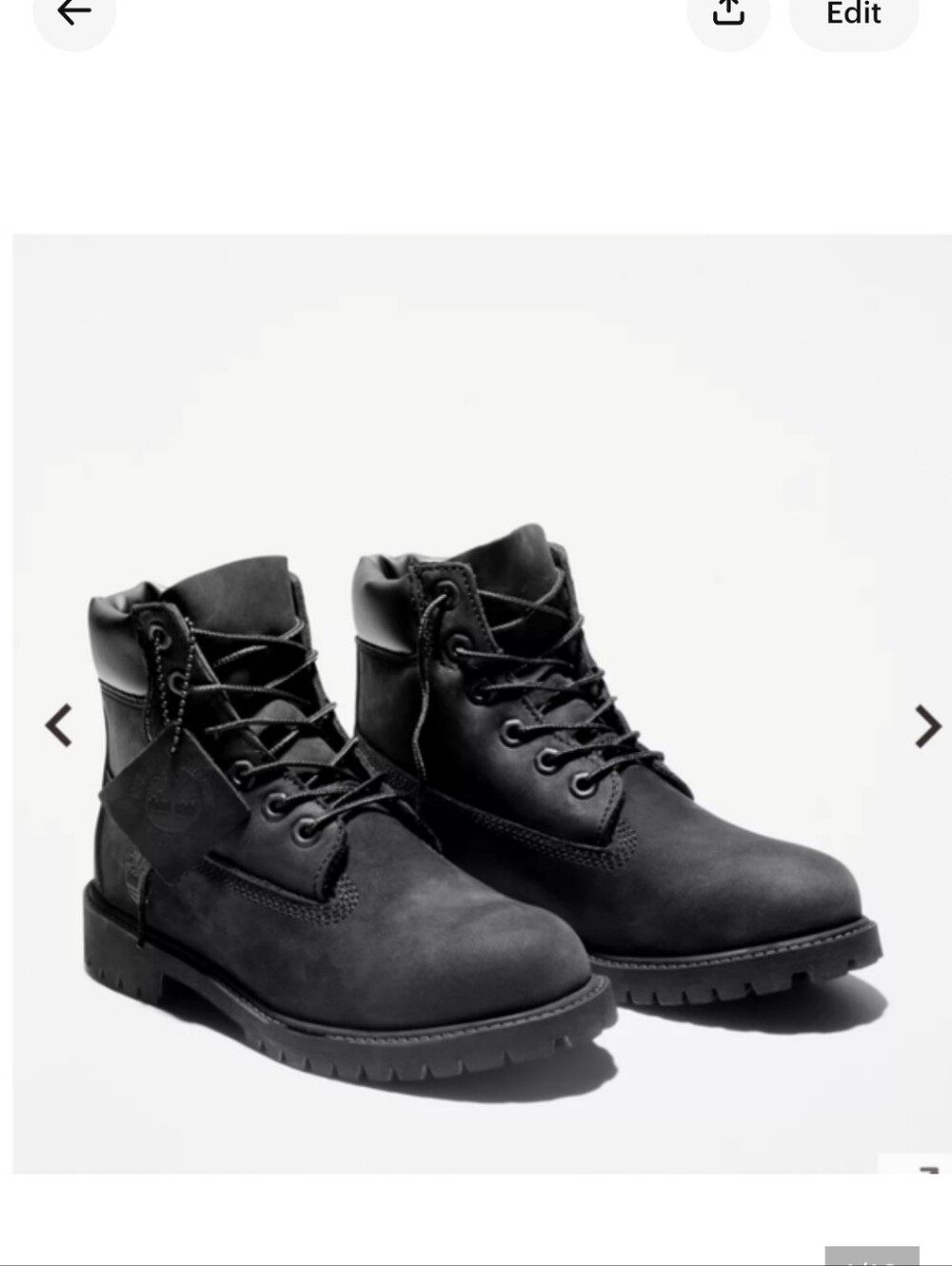 TIMBERLAND BOYS 6" BLACK WATERPROOF BOOTS SIZE 3